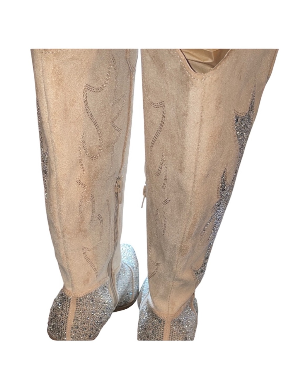 MADDEN NYC Womans Tall
Ivory Western Gliter Bling Side
Zipper Cowboy Boots Sz 8 - Picture 10 of 13